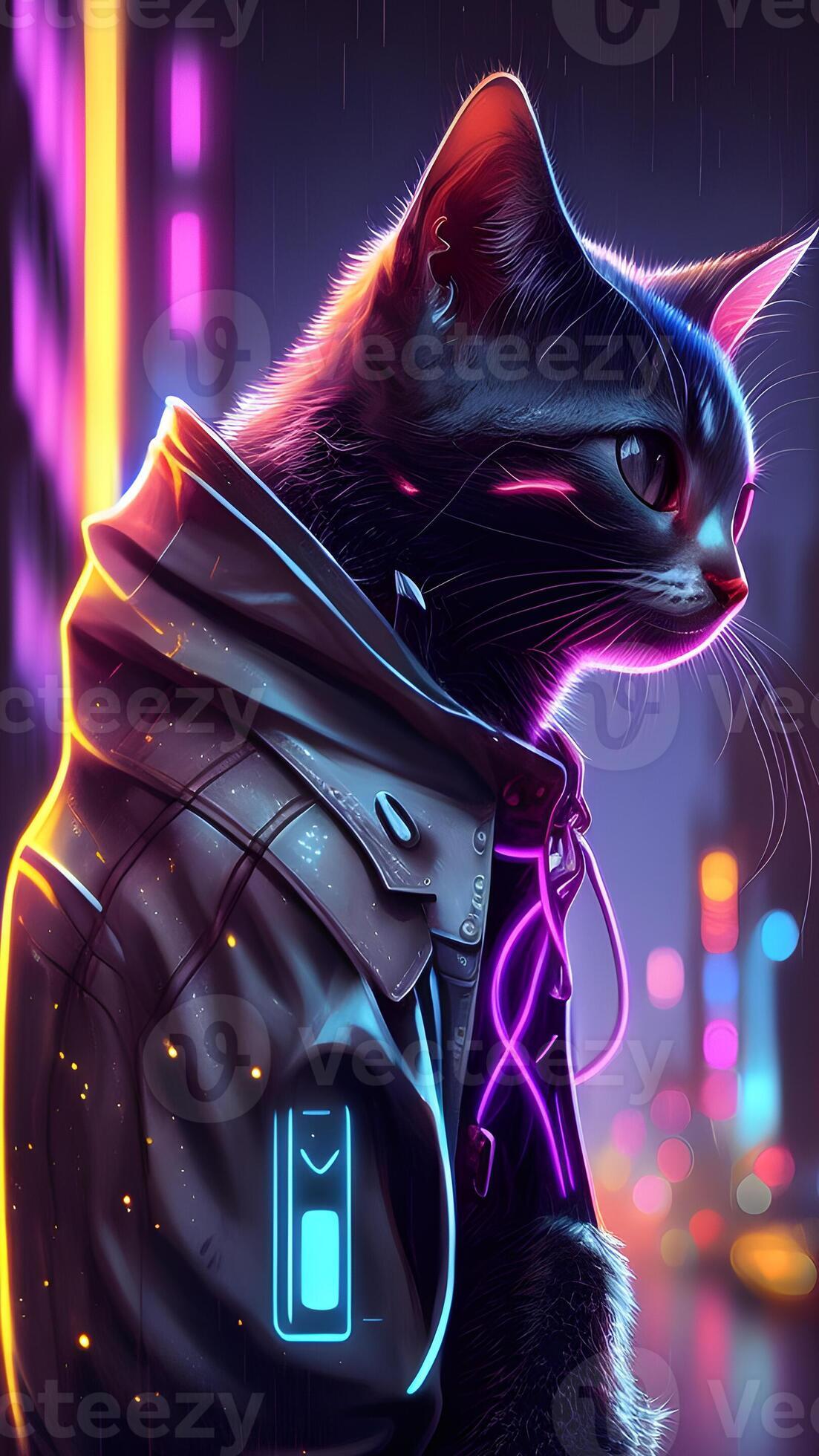 HD wallpaper: Bold Cat, digital, city, cyberpunk