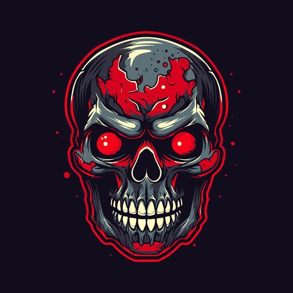 Logo of an angry skull designed in esports illustration style vector