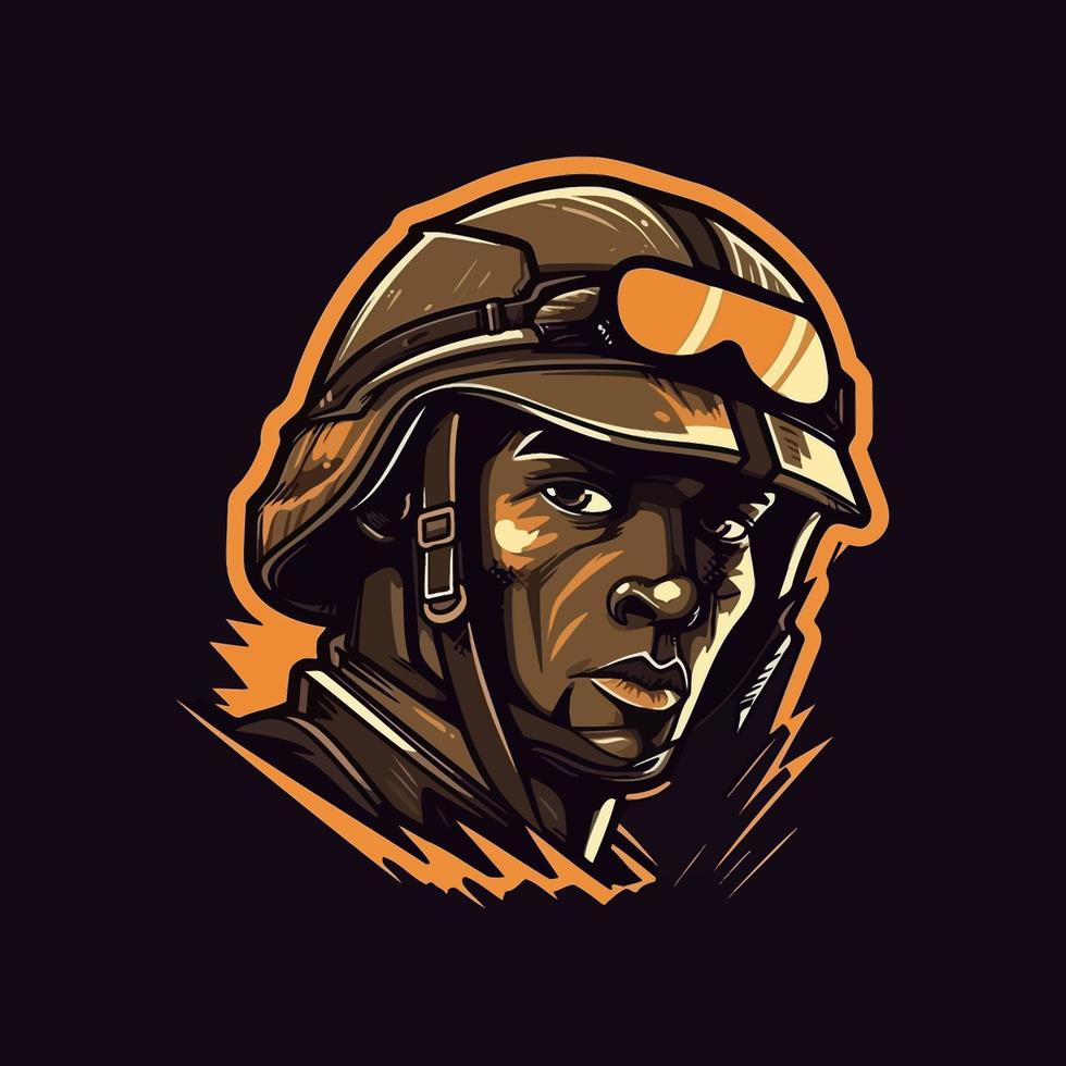 A logo of a soldier's head, designed in esports illustration style vector
