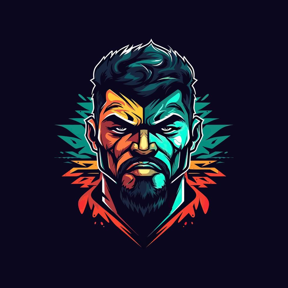 A logo of a boxing fighter, designed in esports illustration style vector