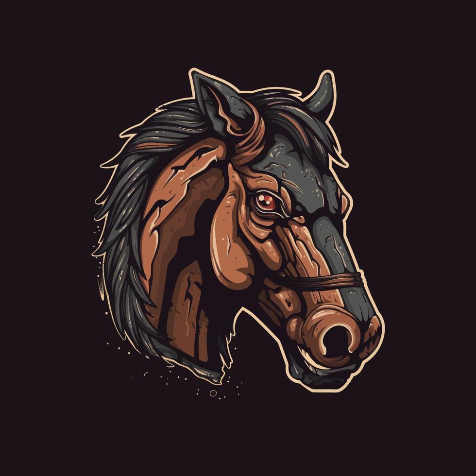 un logo de un caballos cabeza, diseñado en esports ilustración estilo vector