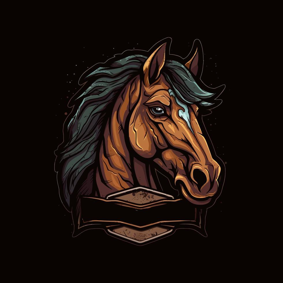 A logo of a horse's head, designed in esports illustration style vector