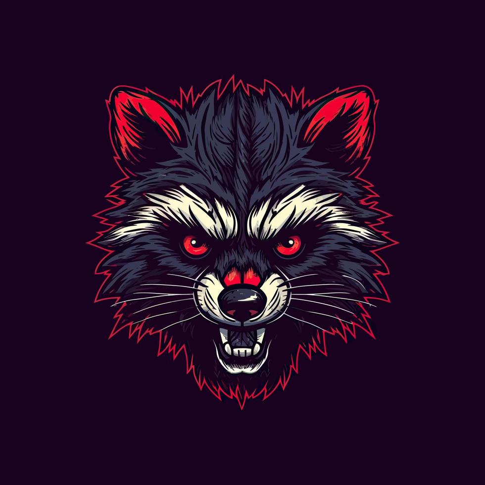 un logo de un enojado mapache cabeza, diseñado en esports ilustración estilo vector