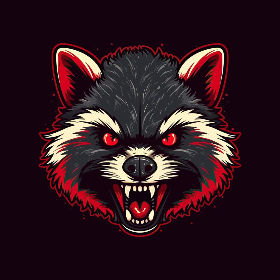 A logo of a angry racoon head, designed in esports illustration style vector