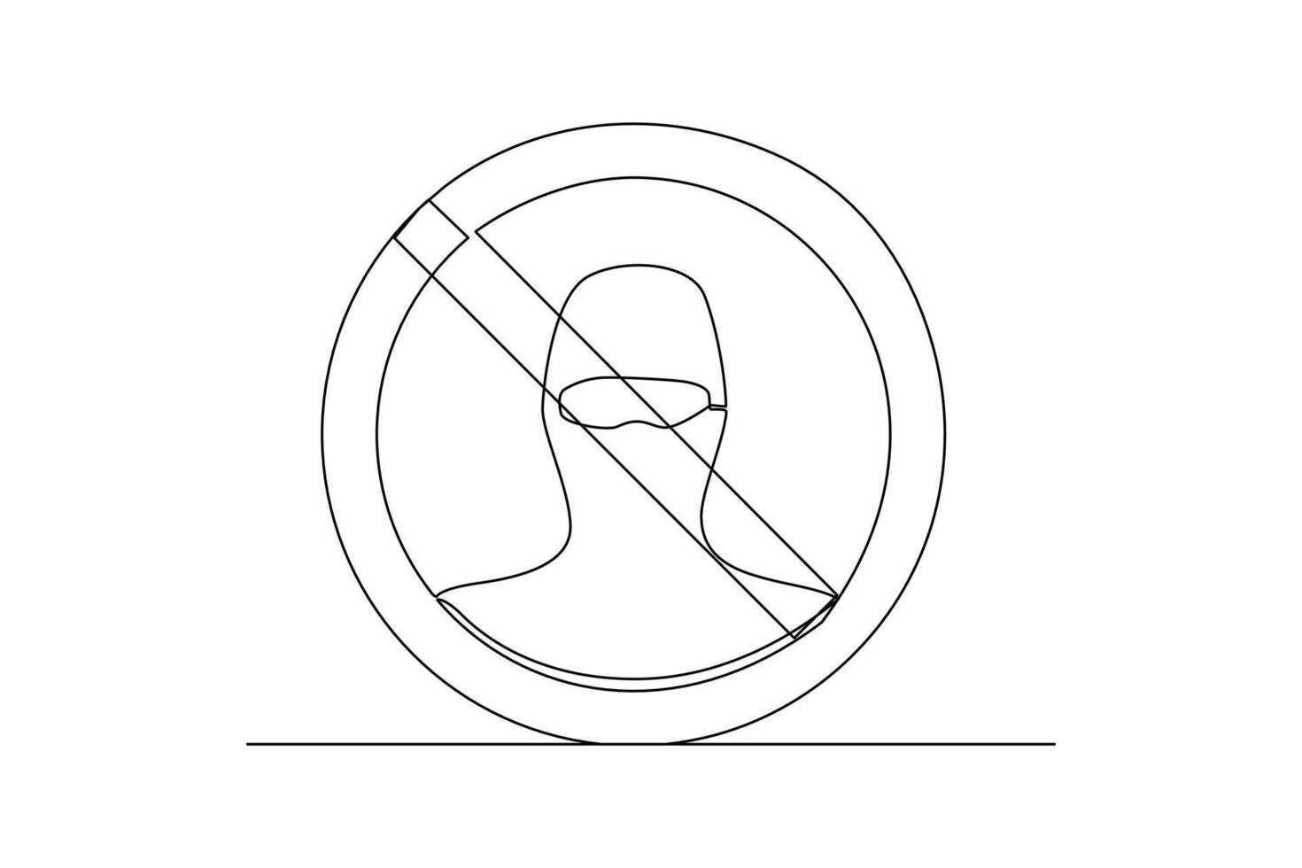 Single one line drawing no terrorism. Anti terrorism concept. Continuous line draw design graphic vector illustration.