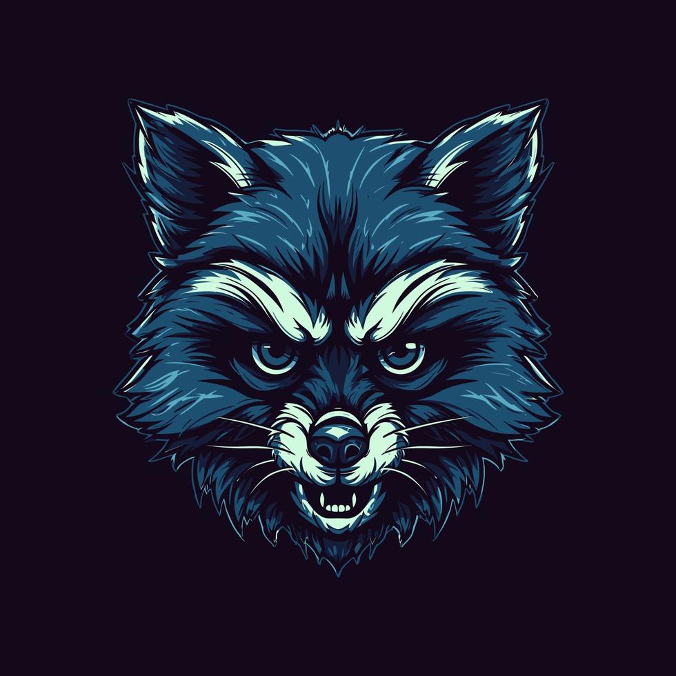 A logo of a angry racoon head, designed in esports illustration style vector