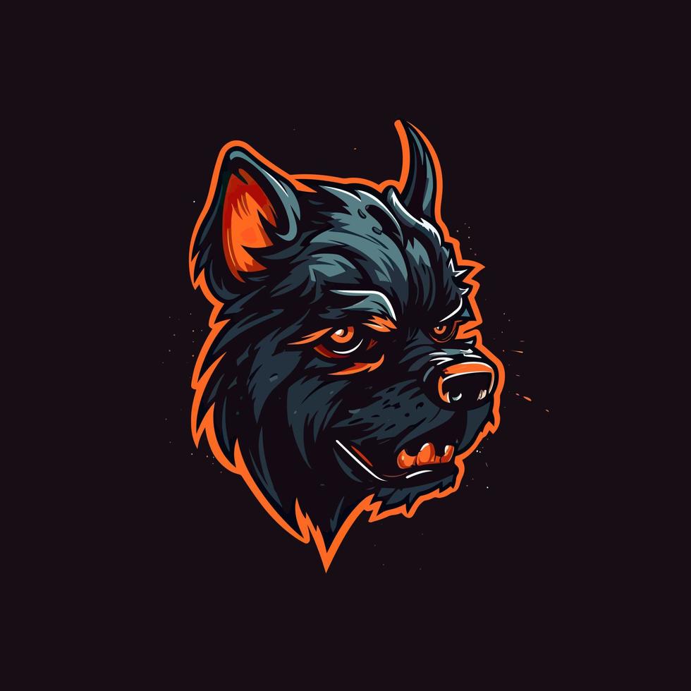 un logo de un zombi perro cabeza, diseñado en esports ilustración estilo vector