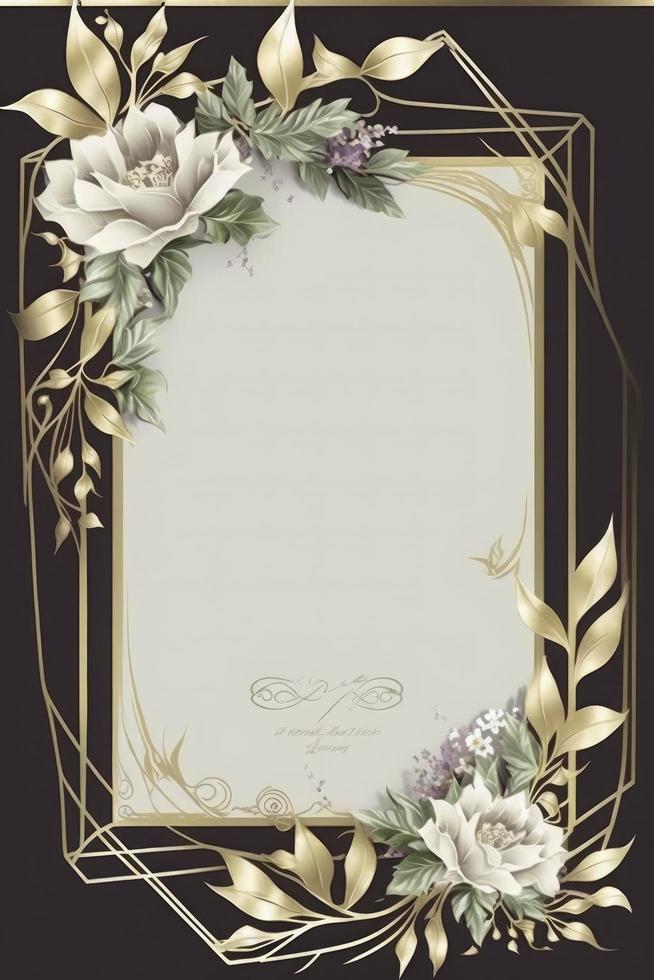 Watercolor invitation card with eucalyptus branches frame. isolated on white background. hand draw, generate ai photo