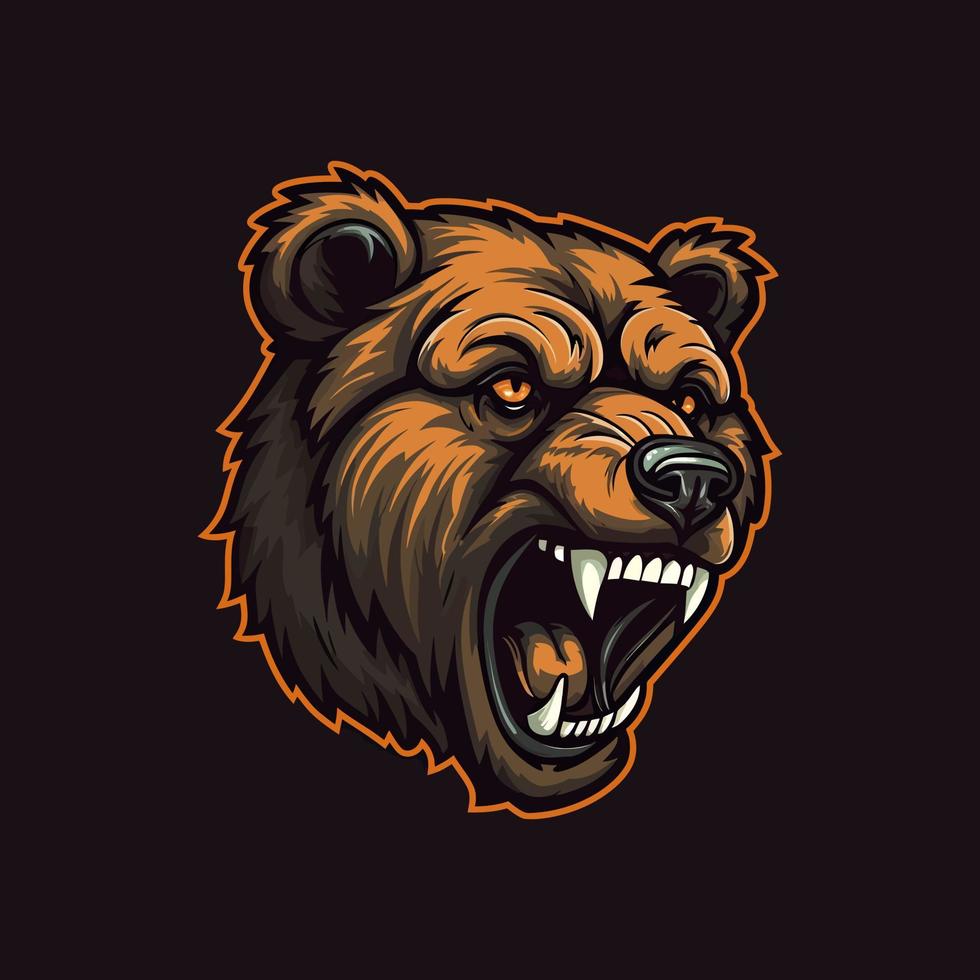 A logo of a angry bear head, designed in esports illustration style vector