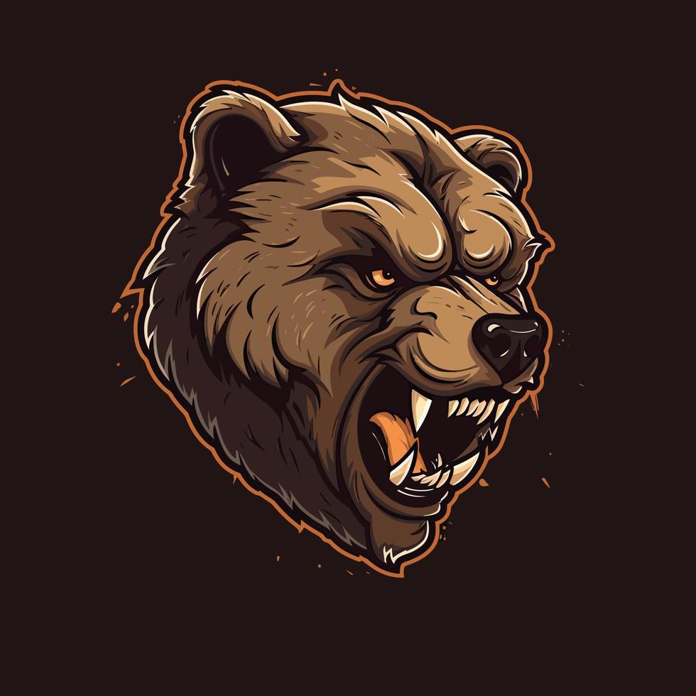 A logo of a angry bear head, designed in esports illustration style vector