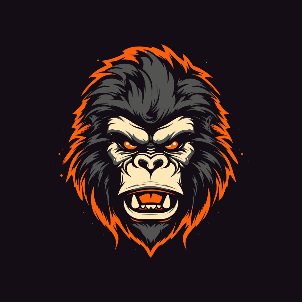 A logo of a angry monkey head, designed in esports illustration style vector