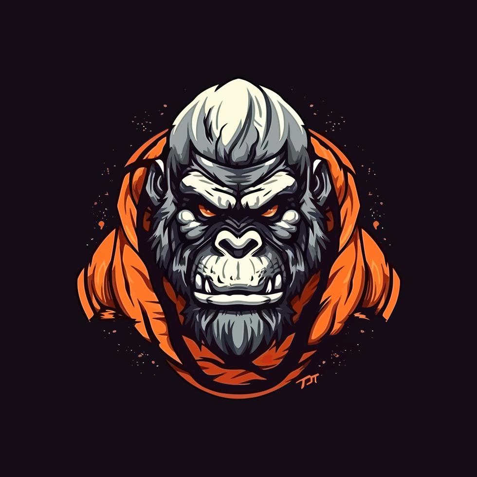 un logo de un enojado mono cabeza, diseñado en esports ilustración estilo vector