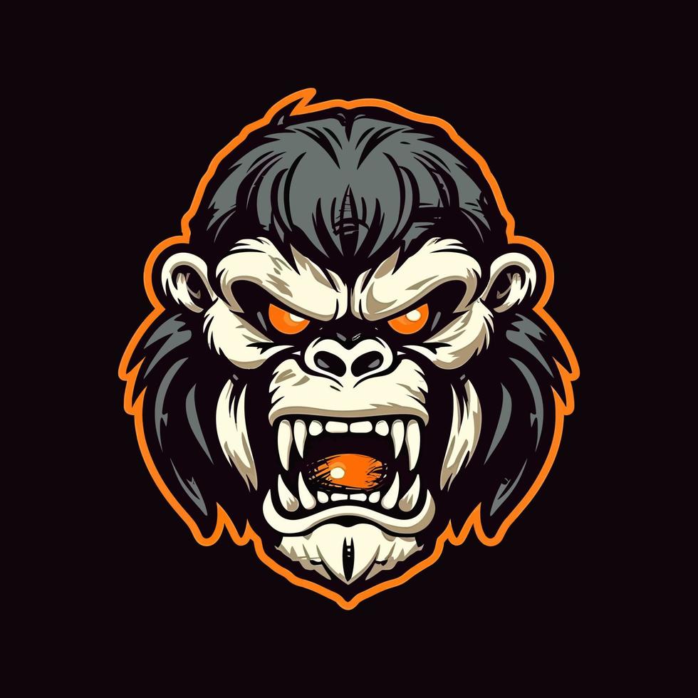 A logo of a angry monkey head, designed in esports illustration style vector