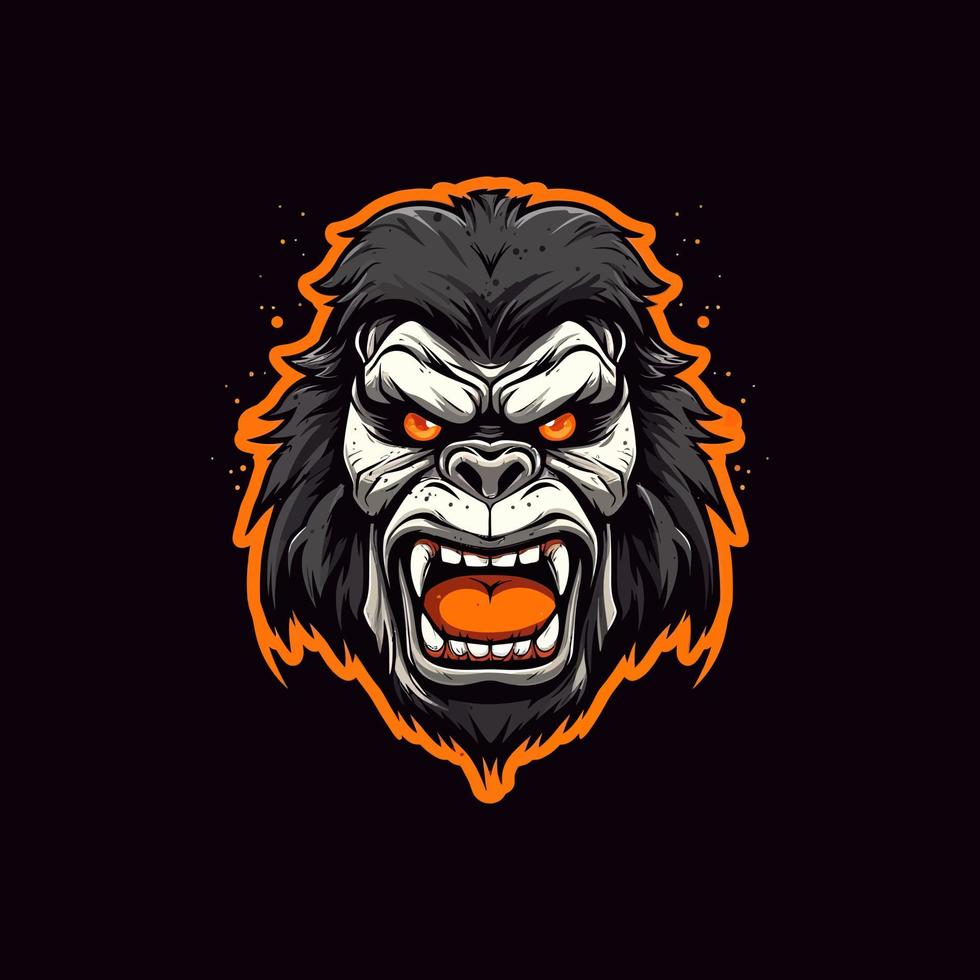 A logo of a angry monkey head, designed in esports illustration style vector