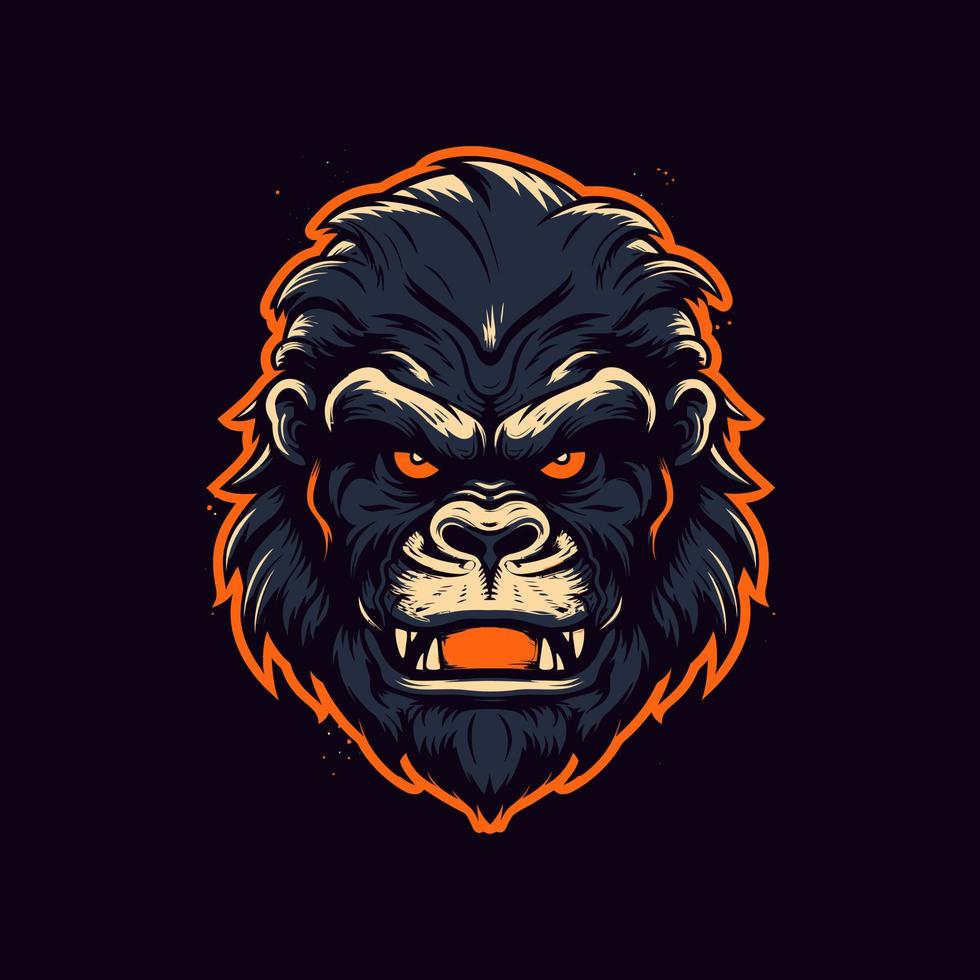 A logo of a angry monkey head, designed in esports illustration style vector