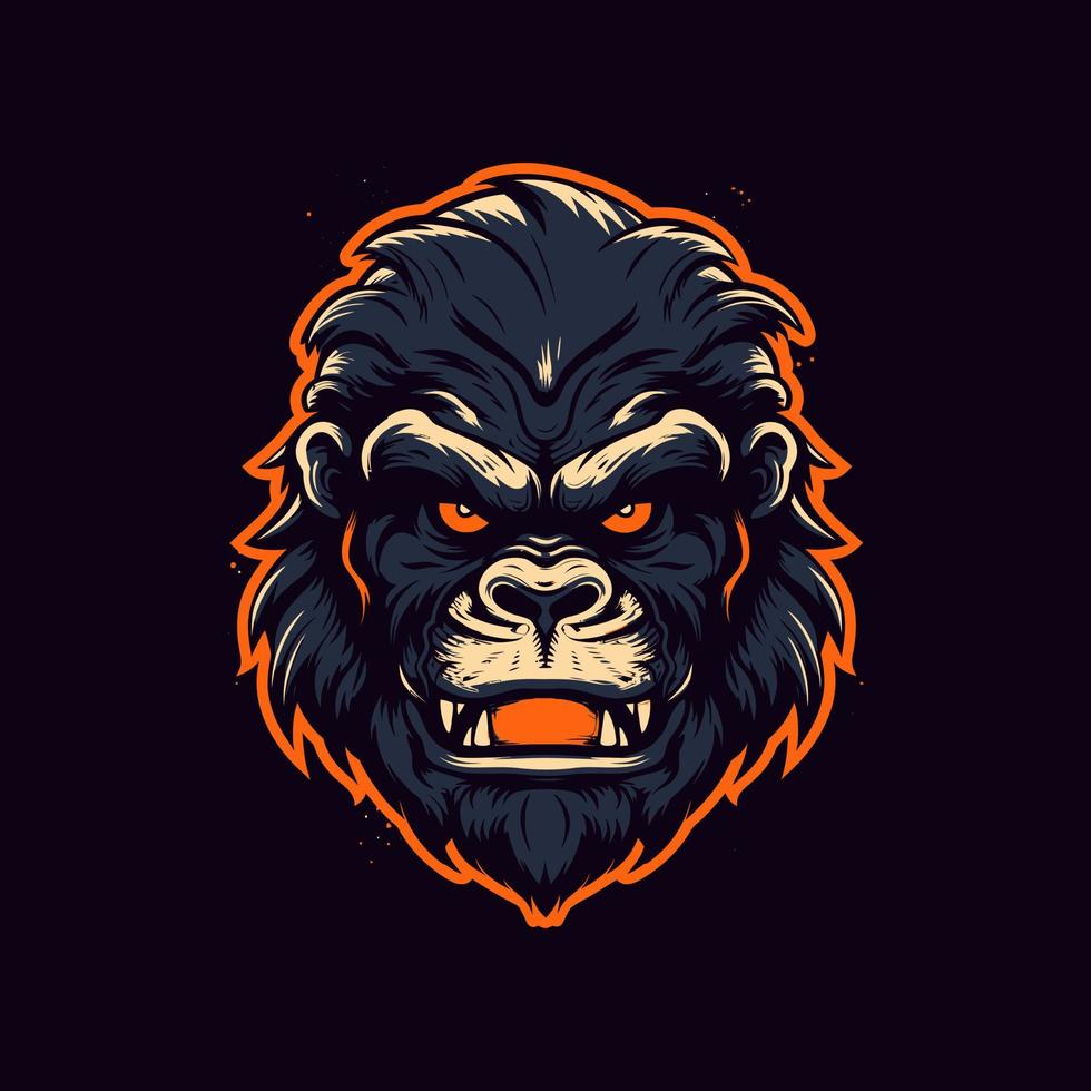 A logo of a angry monkey head, designed in esports illustration style vector