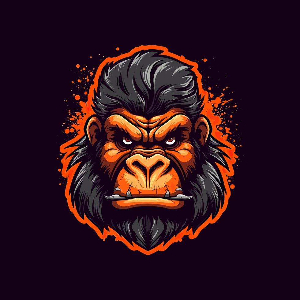 A logo of a angry monkey head, designed in esports illustration style vector