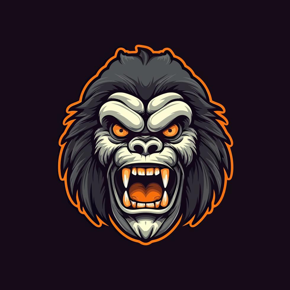 un logo de un enojado mono cabeza, diseñado en esports ilustración estilo vector