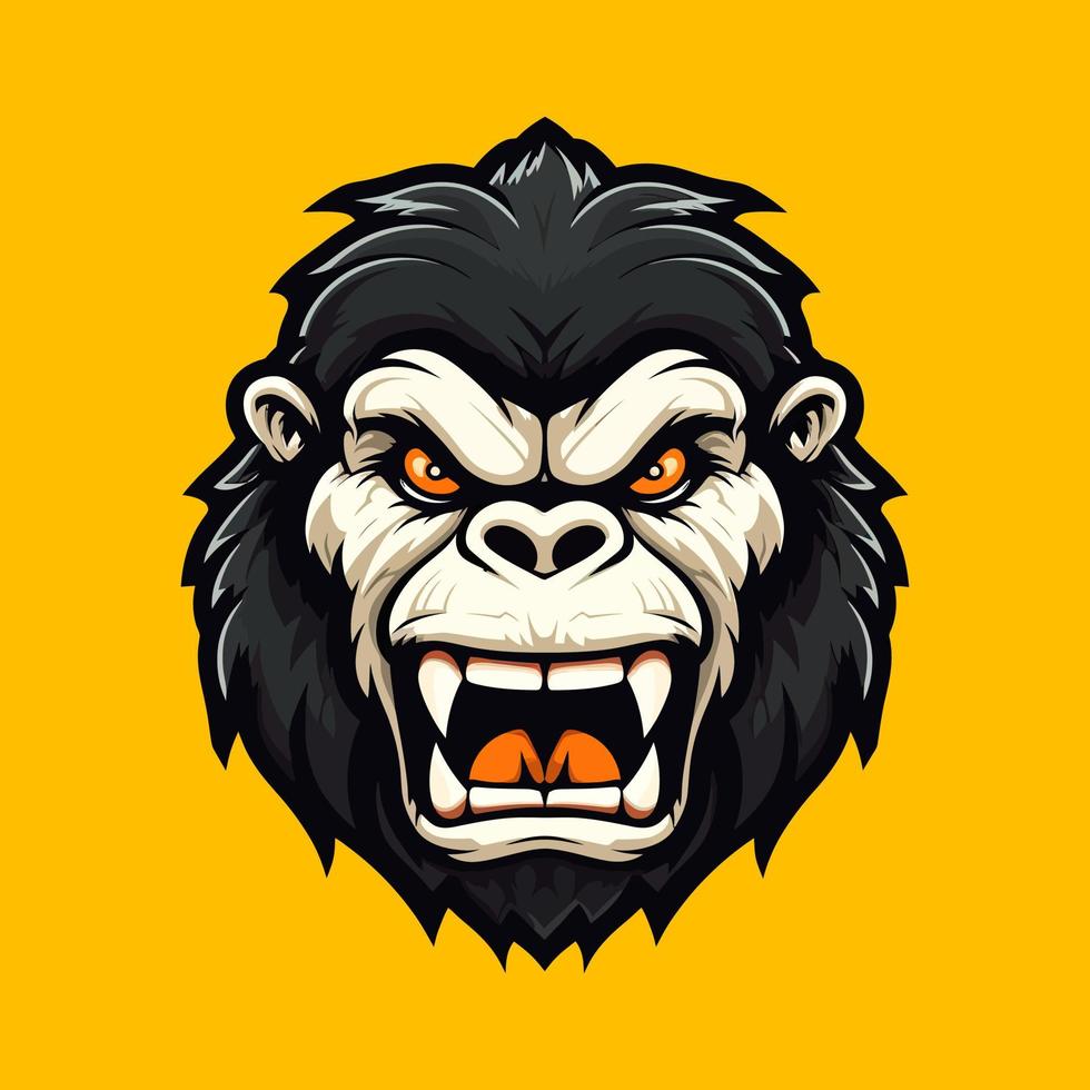 A logo of a angry monkey head, designed in esports illustration style vector