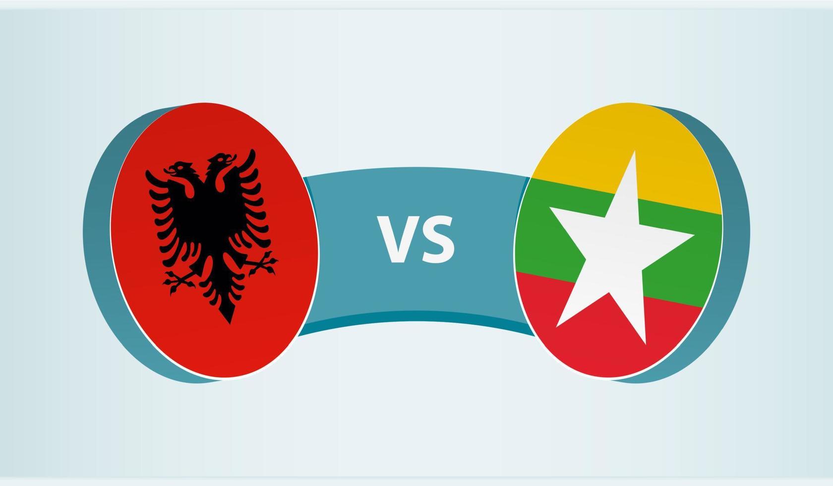 Albania versus myanmar, equipo Deportes competencia concepto. vector