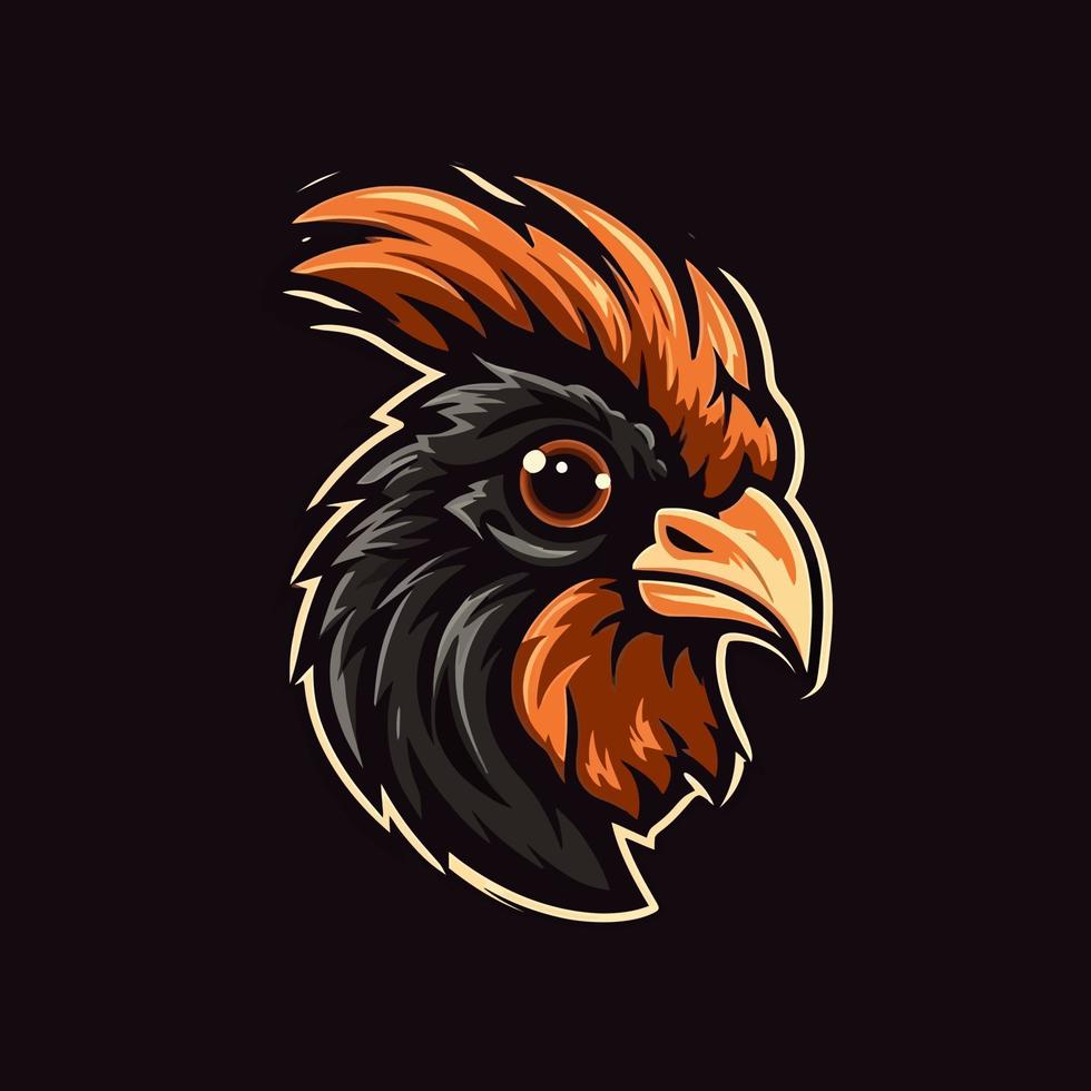 A logo of a cockerel head, designed in esports illustration style mascot design vector