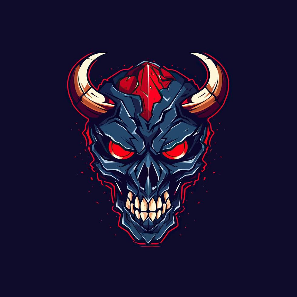 un logo de un enojado rojo diablo cabeza, diseñado en esports ilustración estilo vector