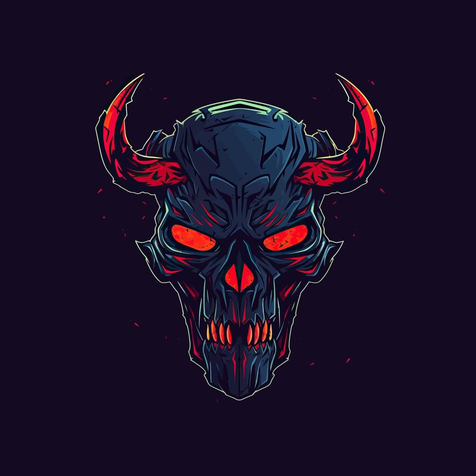 un logo de un enojado rojo diablo cabeza, diseñado en esports ilustración estilo vector