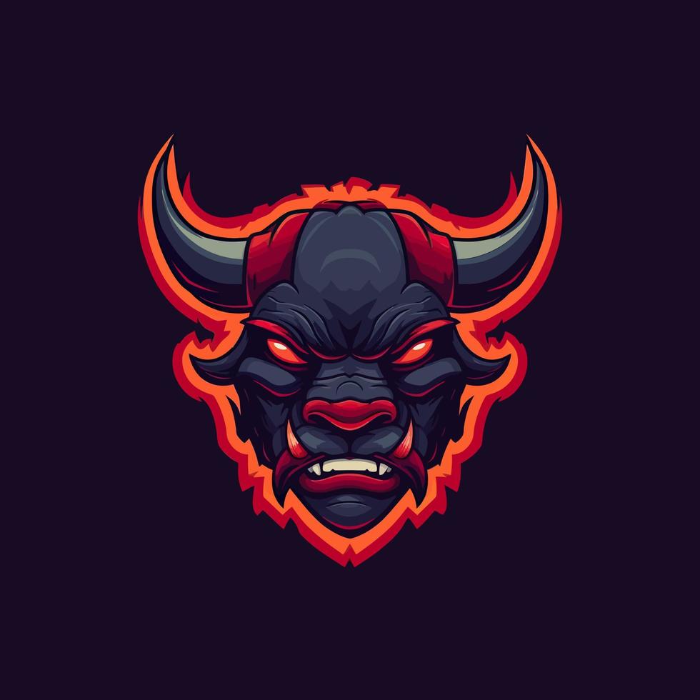 A logo of a angry bull devil head, designed in esports illustration style vector