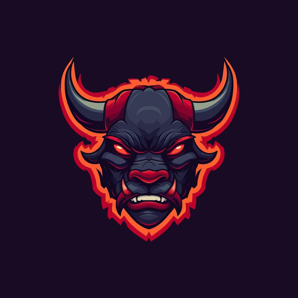 A logo of a angry bull devil head, designed in esports illustration style vector