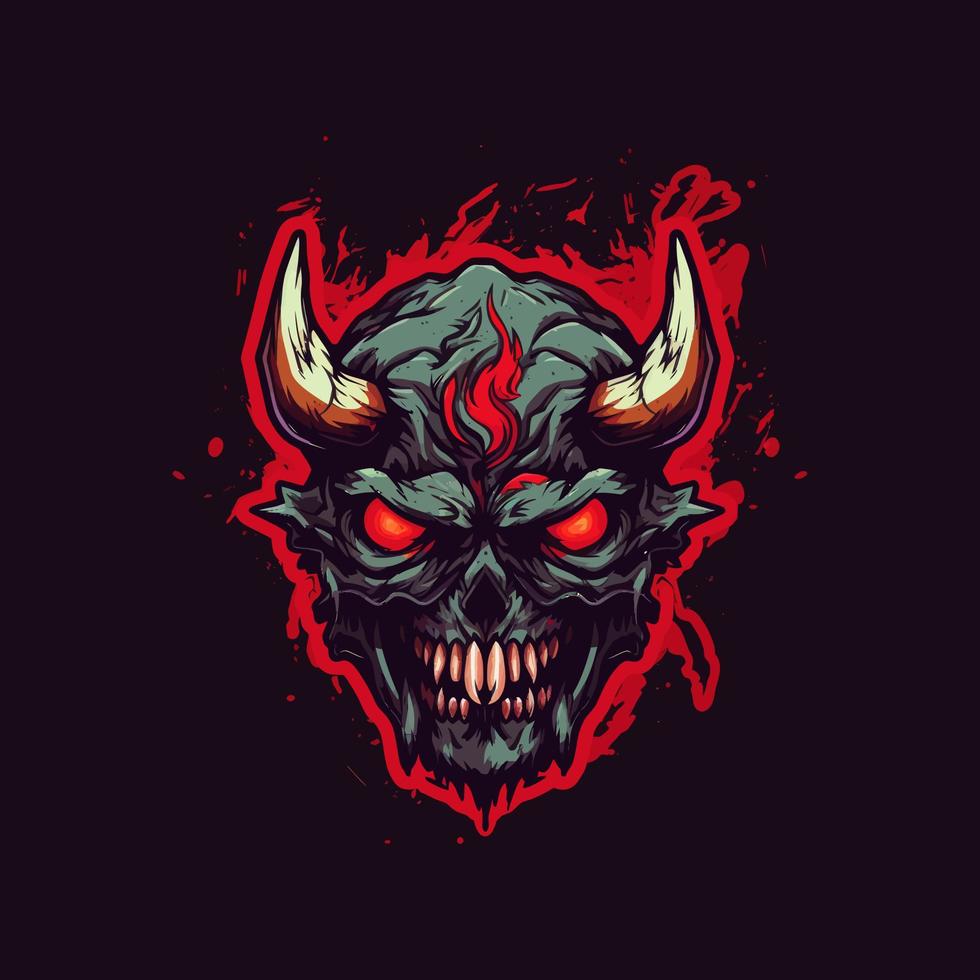 un logo de un enojado rojo diablo cabeza, diseñado en esports ilustración estilo vector