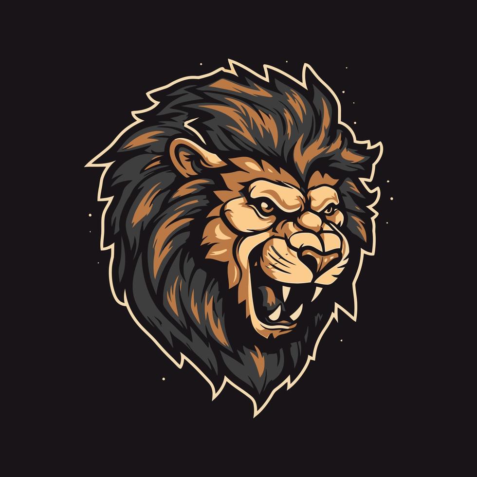 un logo de un enojado león cabeza, diseñado en esports ilustración estilo vector