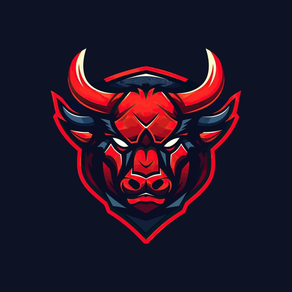 A logo of a angry bull devil head, designed in esports illustration style vector