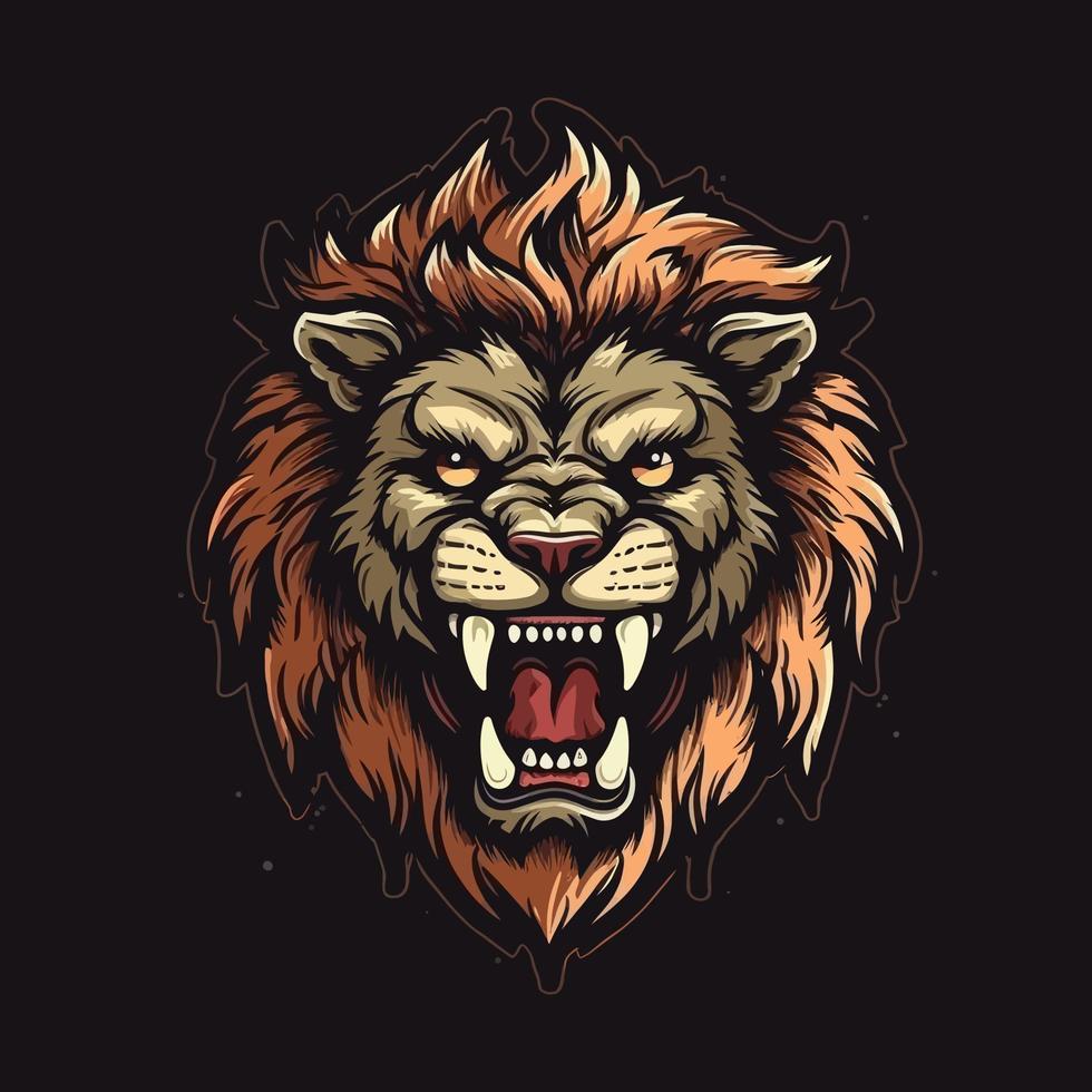 un logo de un enojado león cabeza, diseñado en esports ilustración estilo vector