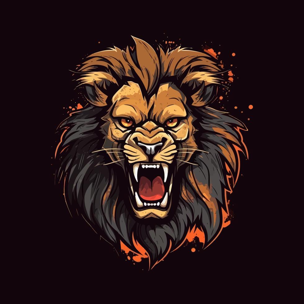 un logo de un enojado león cabeza, diseñado en esports ilustración estilo vector