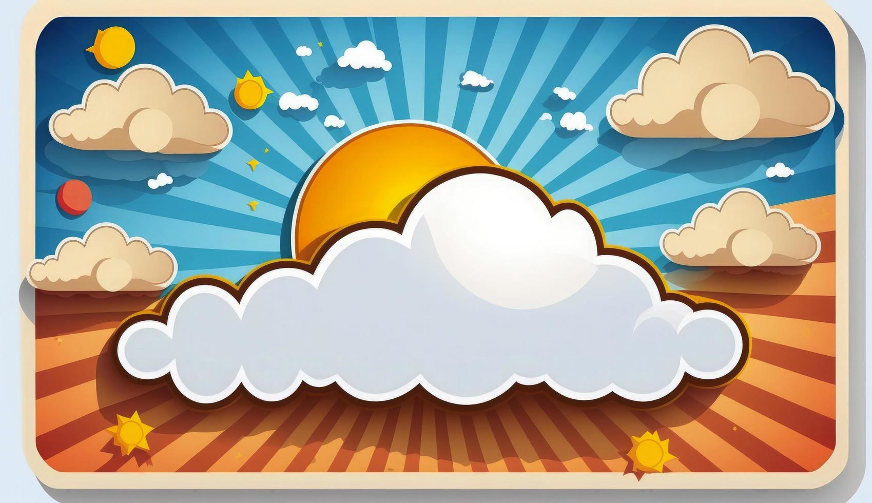 Greeting page banner with clouds and sun, Generate Ai photo