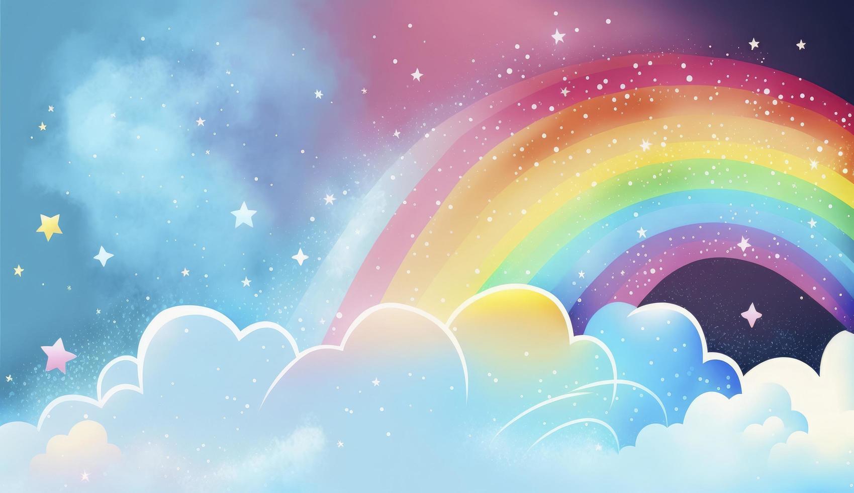 fantasía cielo arcoíris. hada cielo arcoiris colores, magia paisaje y sueño cielo antecedentes ilustración, generar ai foto