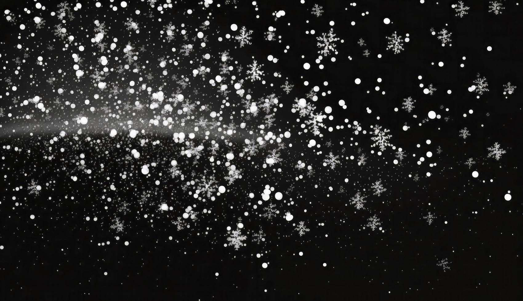 Snowflakes falling down on black background, heavy snow flakes isolated, Flying rain, overlay effect for composition, Generate Ai photo