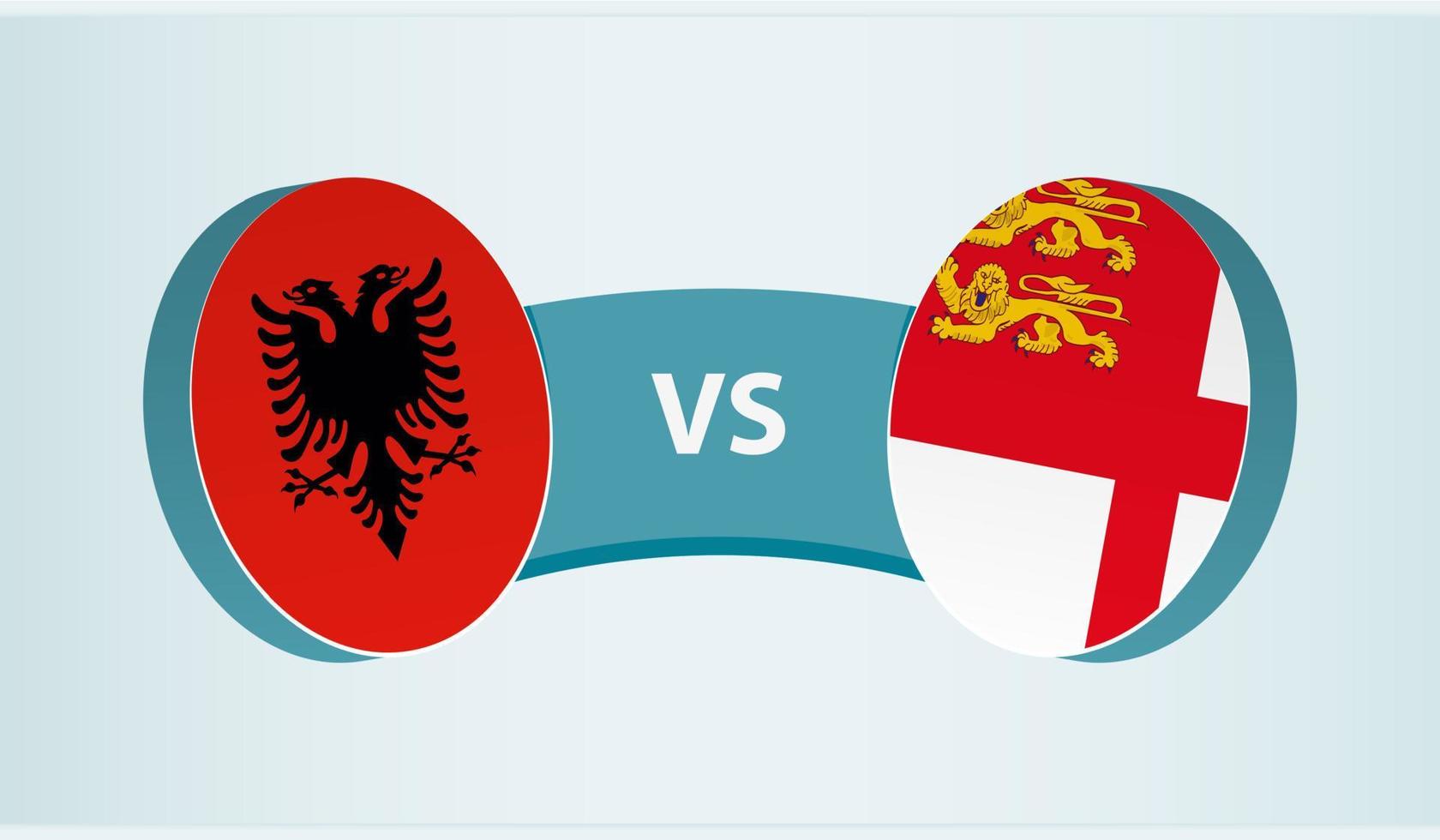 Albania versus Sark, team sports competition concept. vector