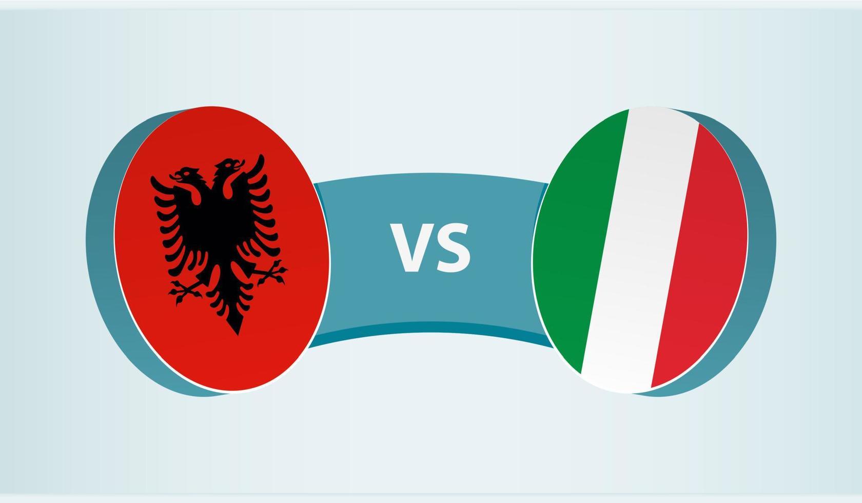 Albania versus Italia, equipo Deportes competencia concepto. vector