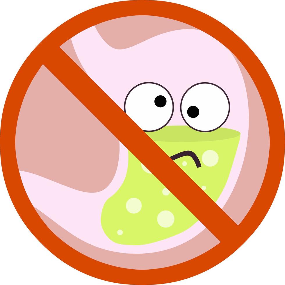 Human stomach. Angry sad face with eye vector
