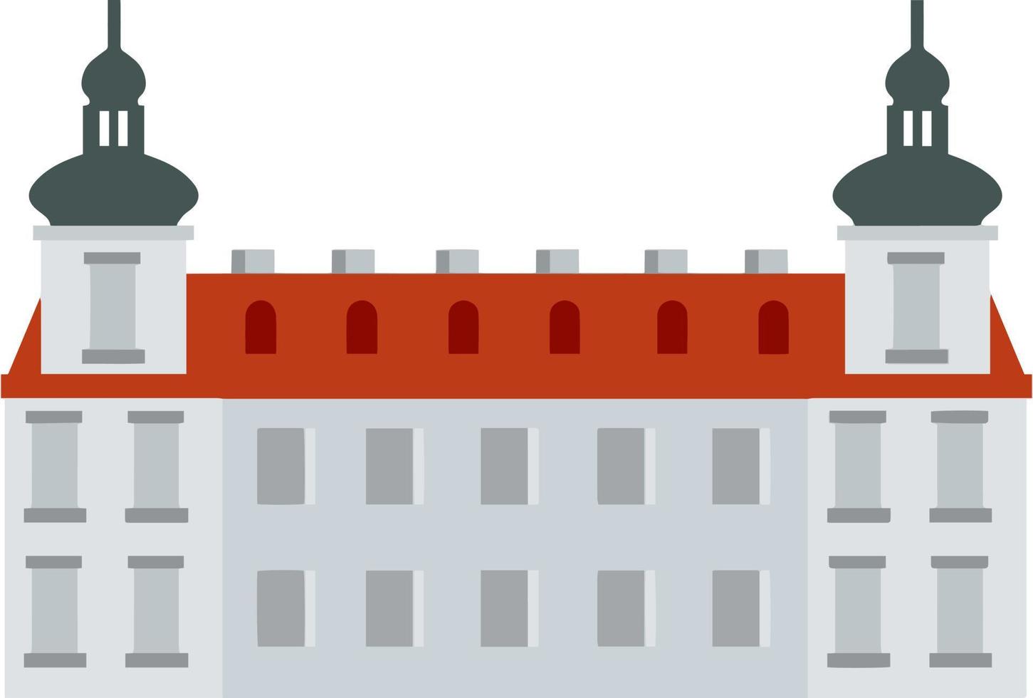 Building in Baroque style. House of monastic order. Czech tourist attraction in Kutna Hora. Historic centre. Flat cartoon vector
