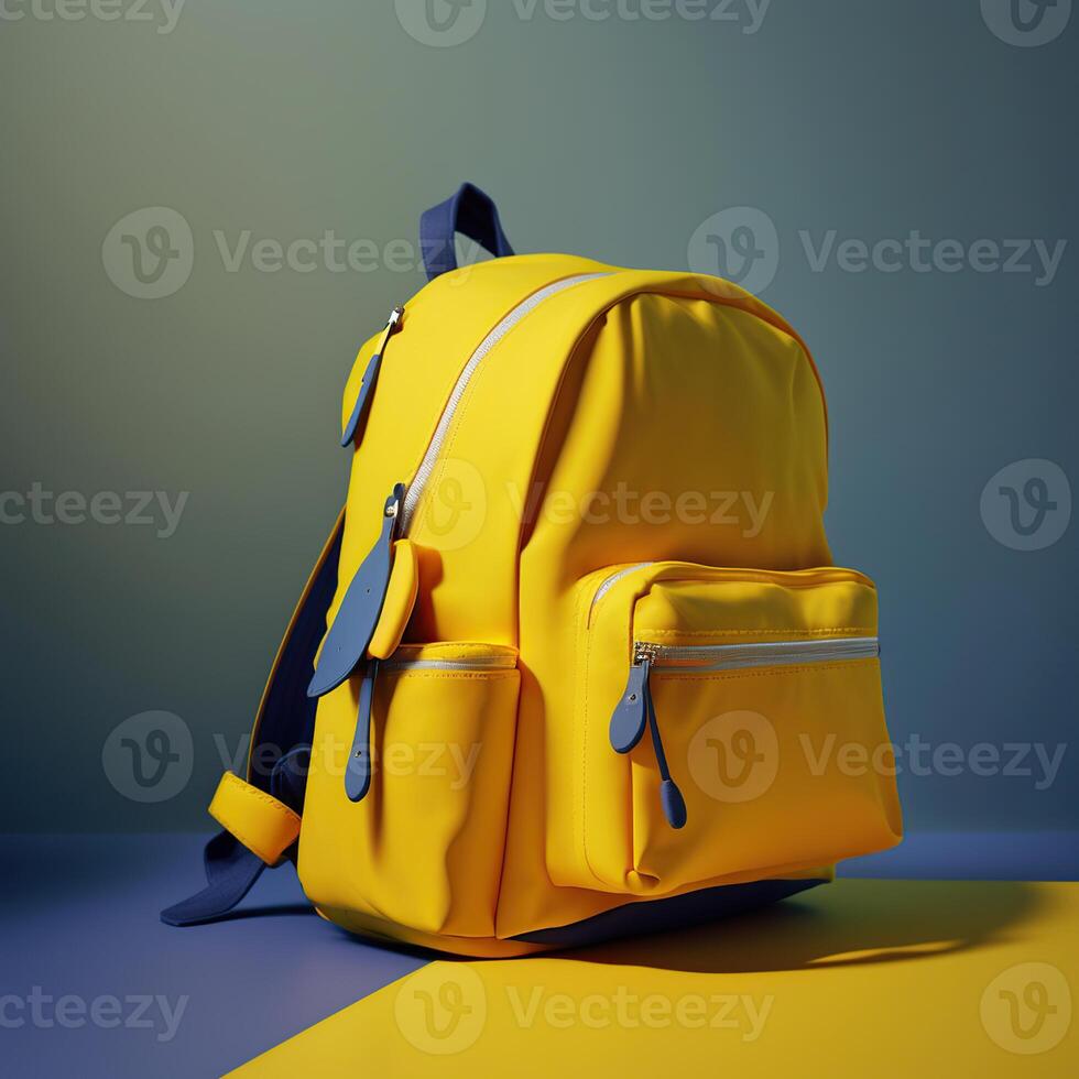Yellow Backpack, Back to school and education concept, photo