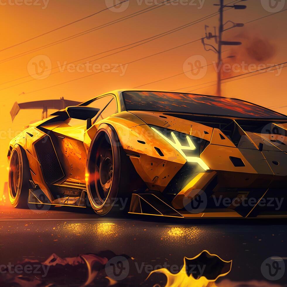 Capturing the Beauty of a Supercar Against the Sunset, photo