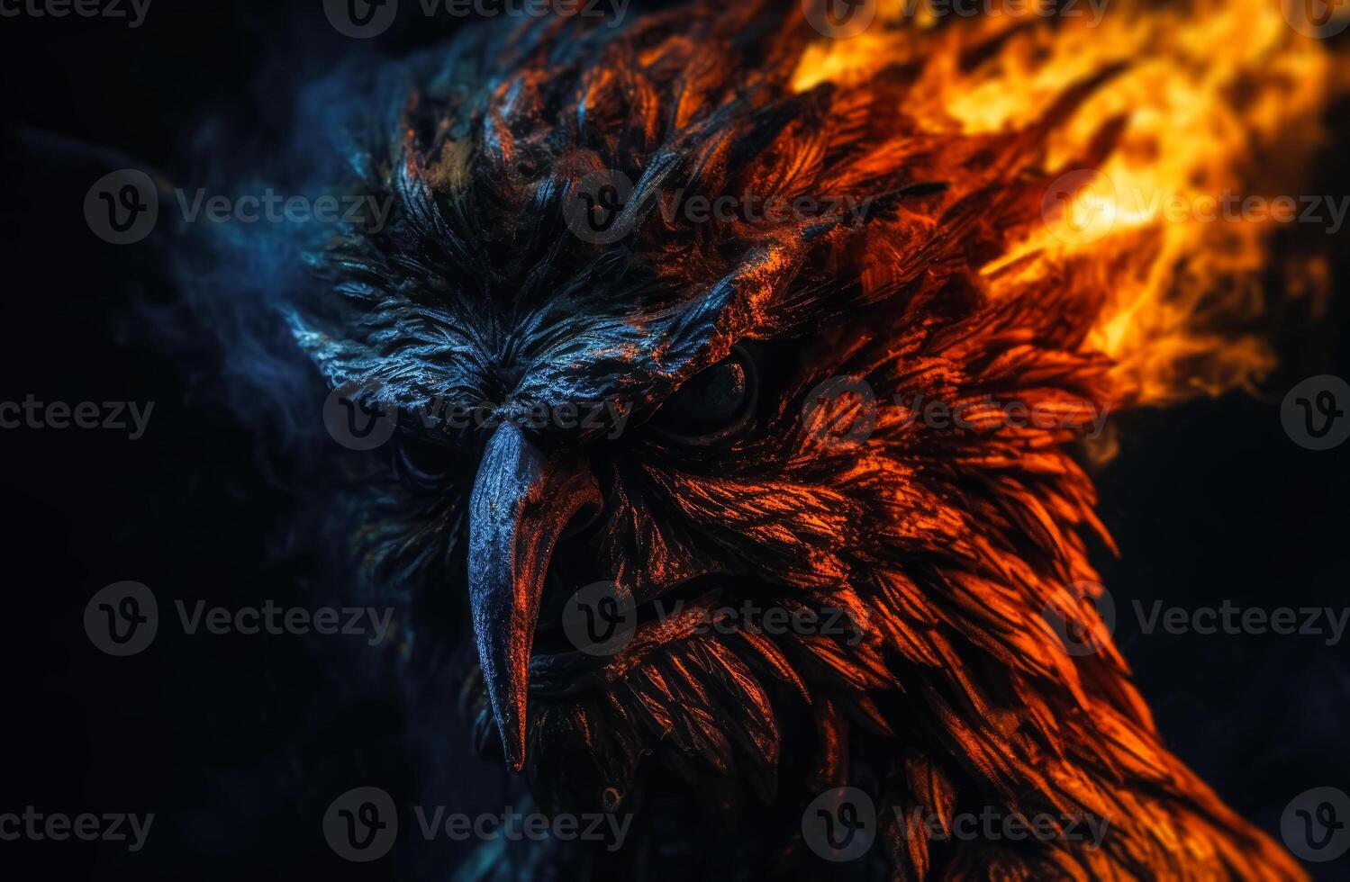 diablo. demonio cabeza en fuego. ai generado foto