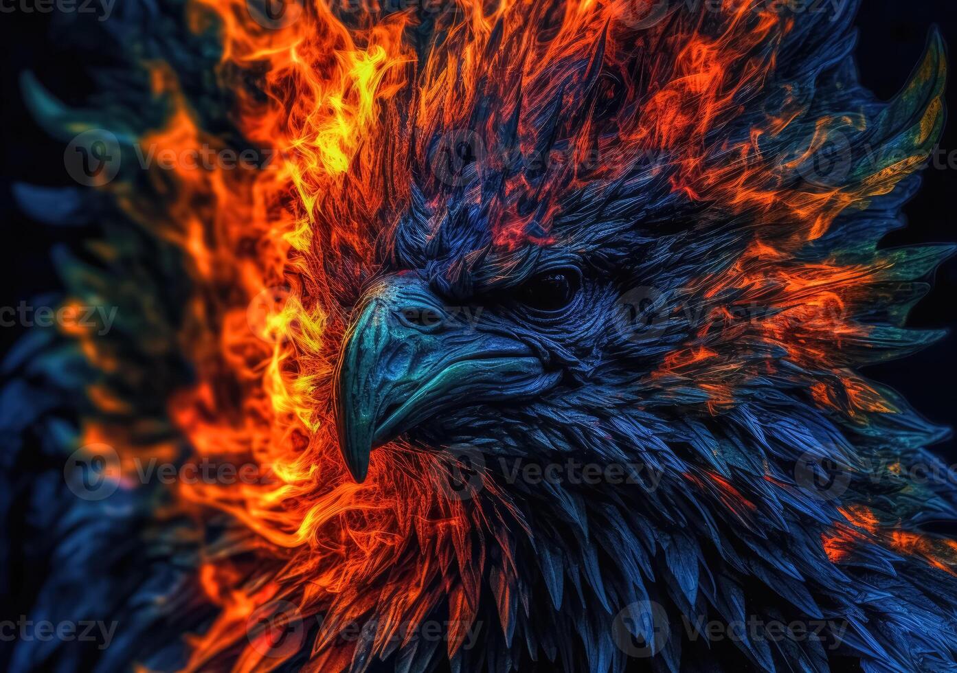 Devil. Demon head on fire. photo