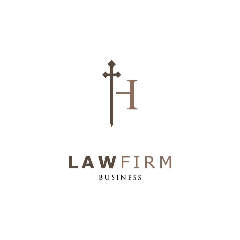 Initial Letter H Sword Law Firm Icon Logo Design Template vector