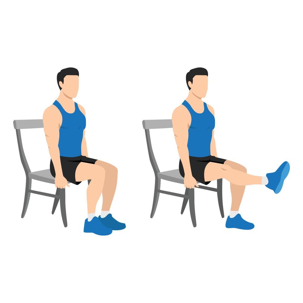 Man doing seated chair leg extensions vector