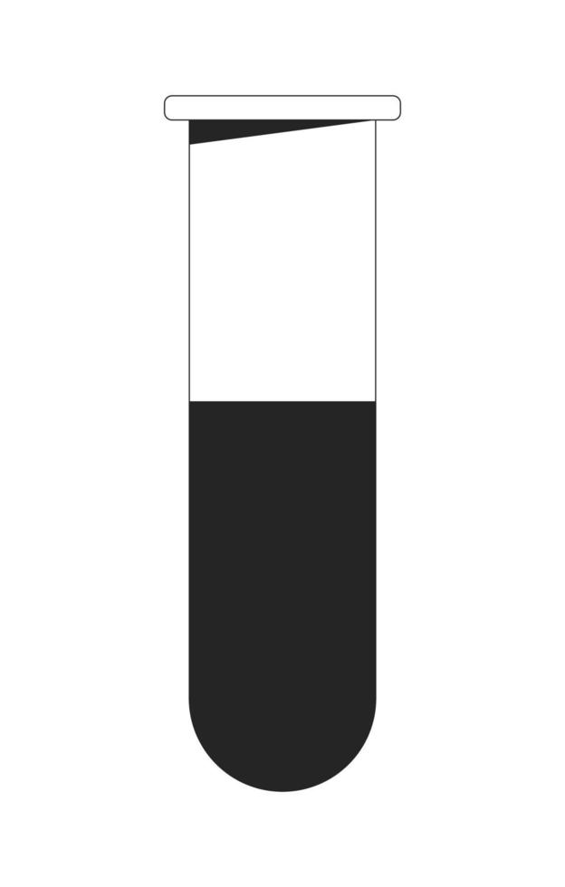 Test tube with liquid flat line black white vector object. Editable cartoon style icon. Chemistry laboratory equipment. Simple isolated outline spot illustration for web graphic design and animation