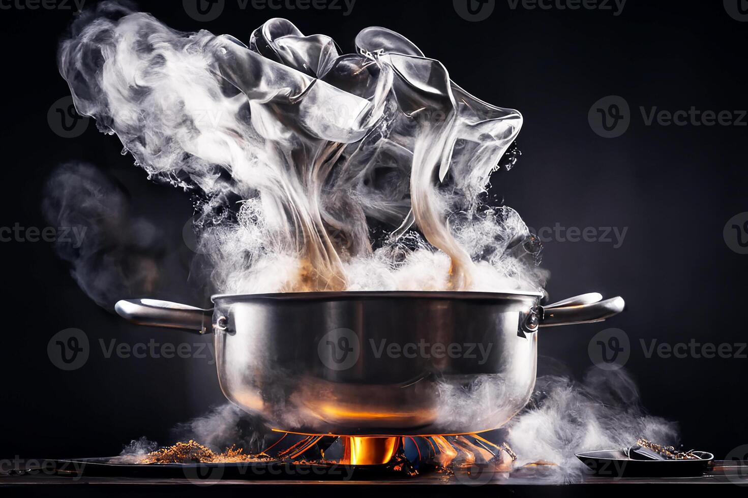 cocinero, vapor Horno, restaurante cocinando. alta cocina. generativo ai foto