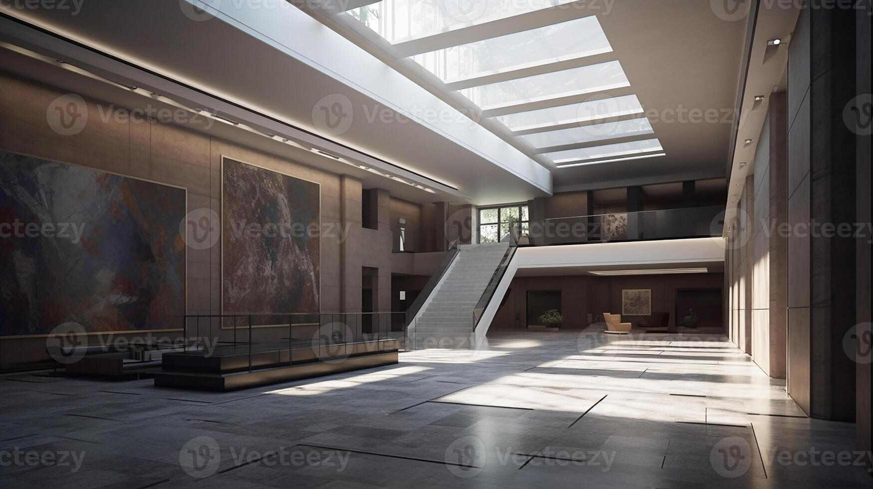 Museum of Art, ultra-modern lobby. Architectural solution. photo